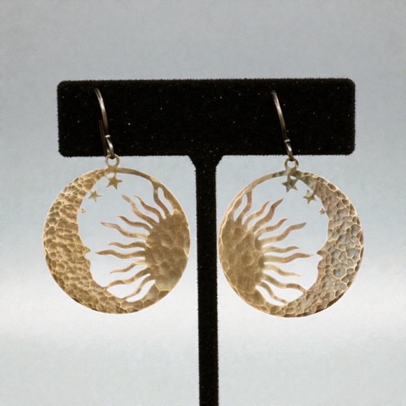 Amy Bee Jewelry Jewelry - Gold Plated Sun and Moon Disc Earrings. New.